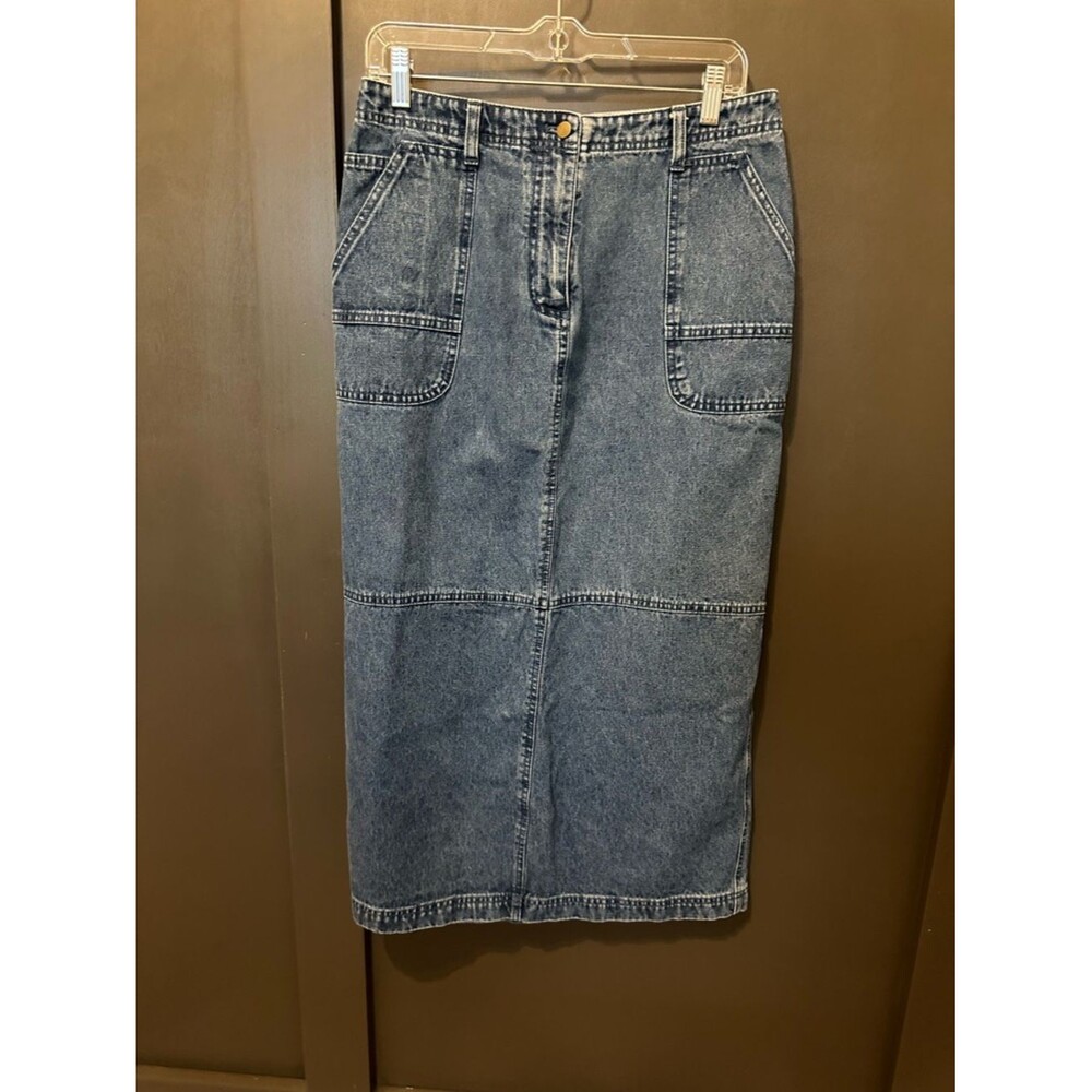 Christopher & Banks Light Wash Denim Skirt with Button Front